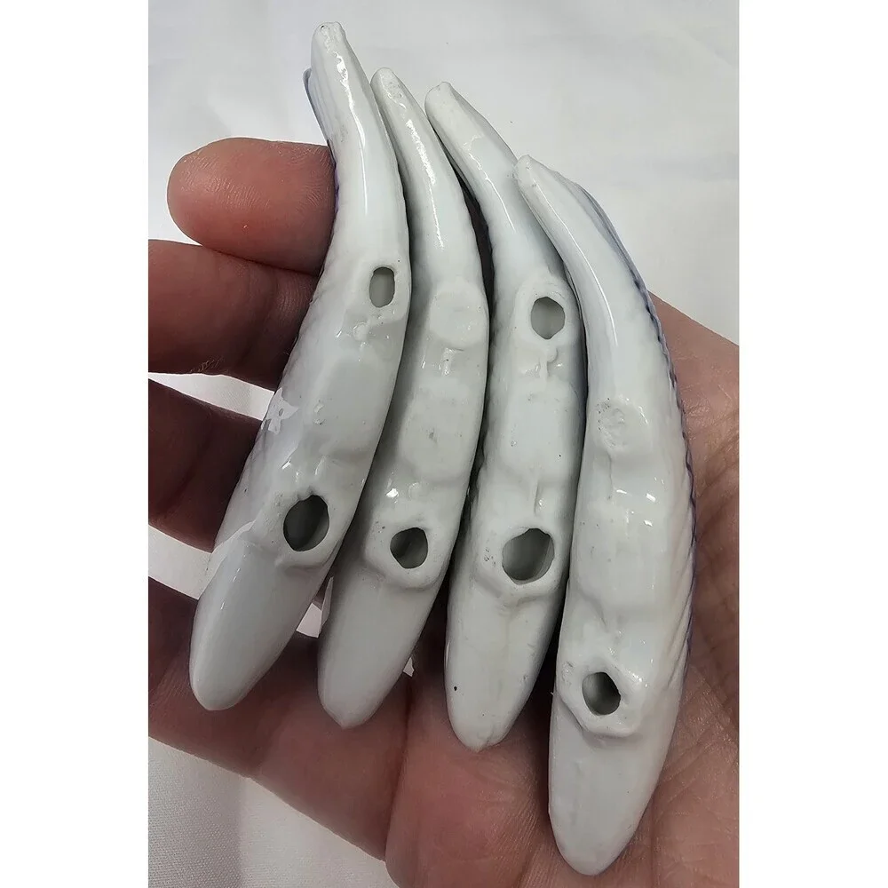 Japanese Porcelain Fish Chop Stick Rests Set of 4 Blue & White Asian 3.5” Length